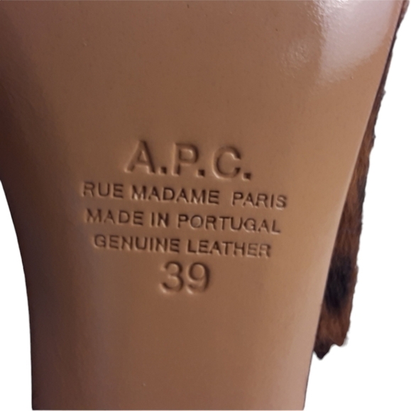 A.P.C. LIV Calf Hair Leather Ankle Boot Leopard Animal Print Pony Bootie Heeled - Picture 10 of 10